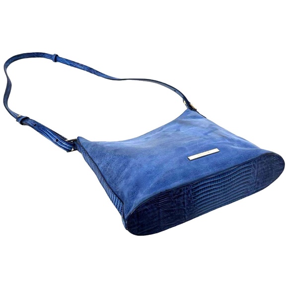 AUTHENTIC Brahmin crossbody bag deep blue color & crocodile-embossed leather - Picture 9 of 15